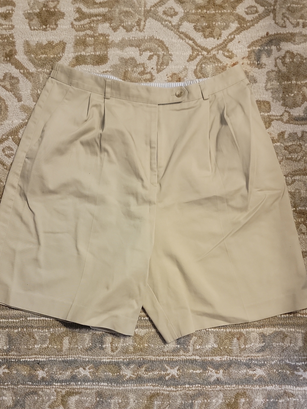 Talbots Beige Pleated High-Rise Shorts